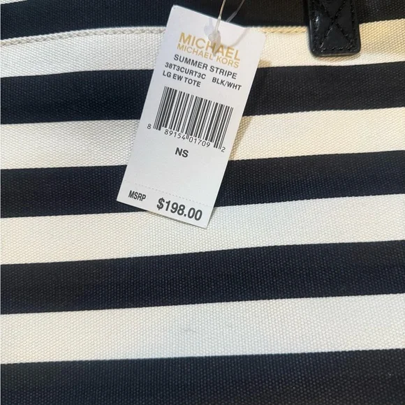 Michael Kors Striped Black and White Tote - Picture 2 of 5